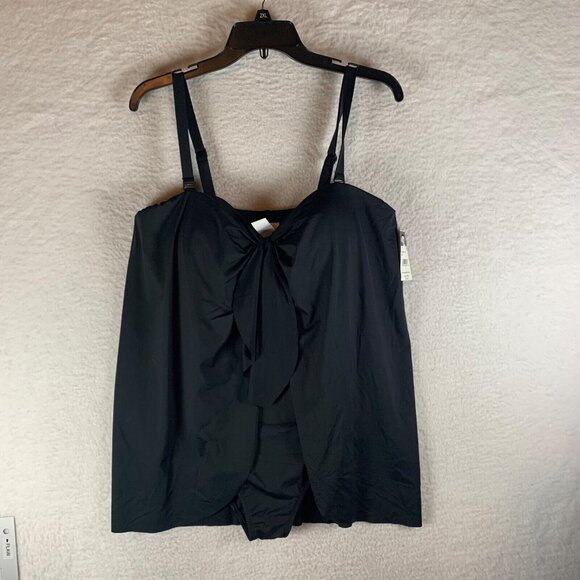 Ralph Lauren‎ Women's Black Flyaway Bandeau One Piece Swimsuit Plus Size 18W NWT - Picture 1 of 11
